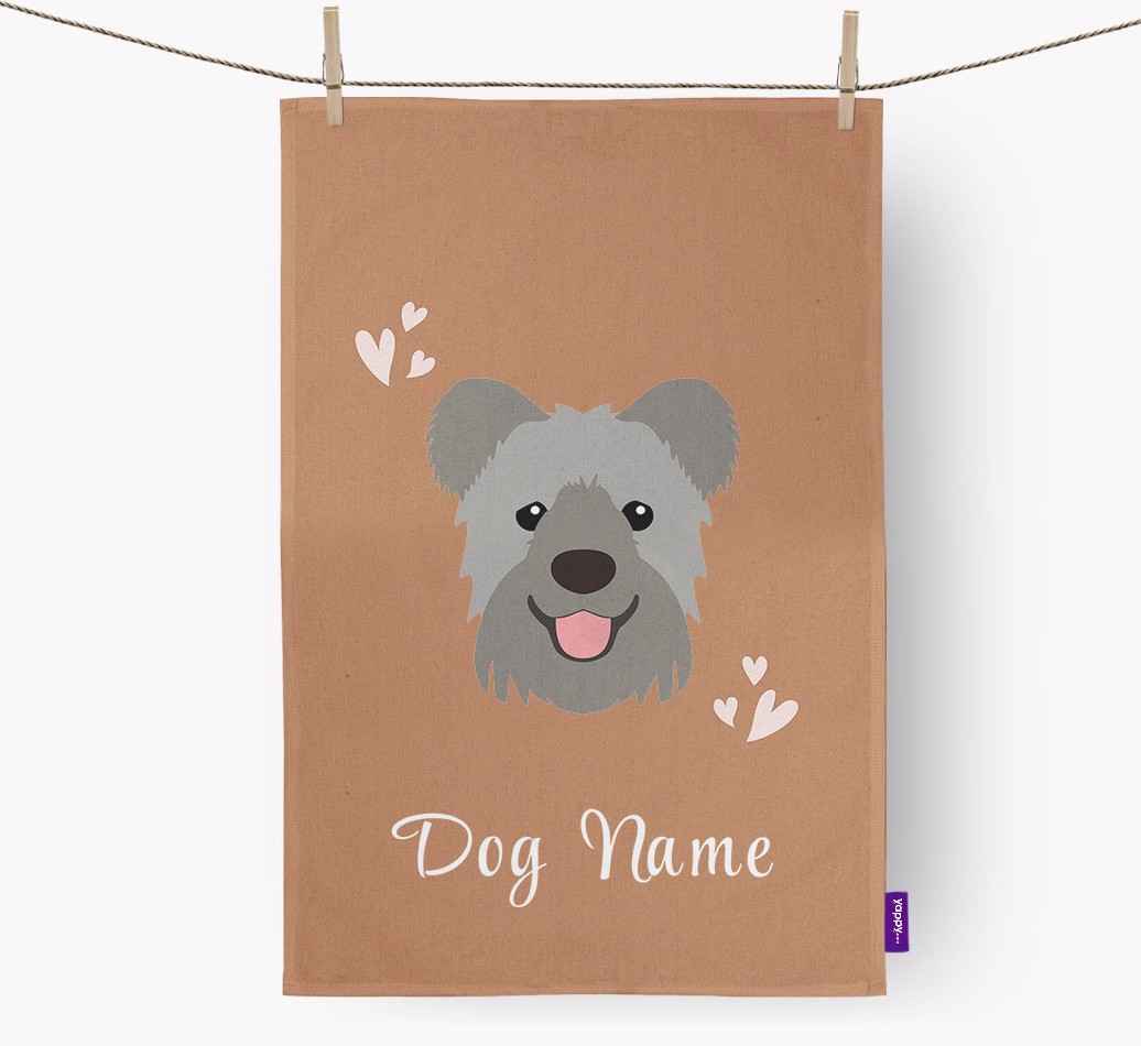 'Hearts' - Personalised {breedFullName} Tea Towel