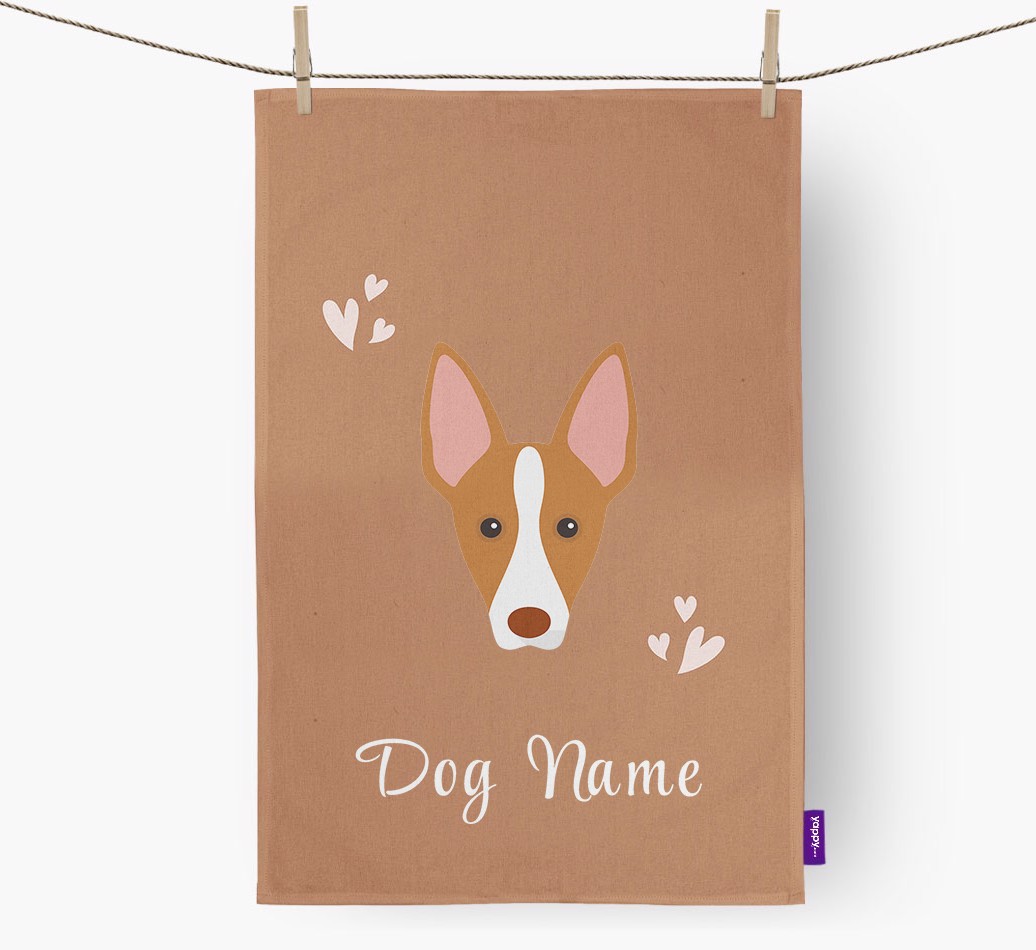 'Hearts' - Personalised {breedFullName} Tea Towel