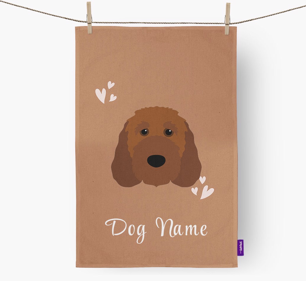 'Hearts' - Personalised {breedFullName} Tea Towel
