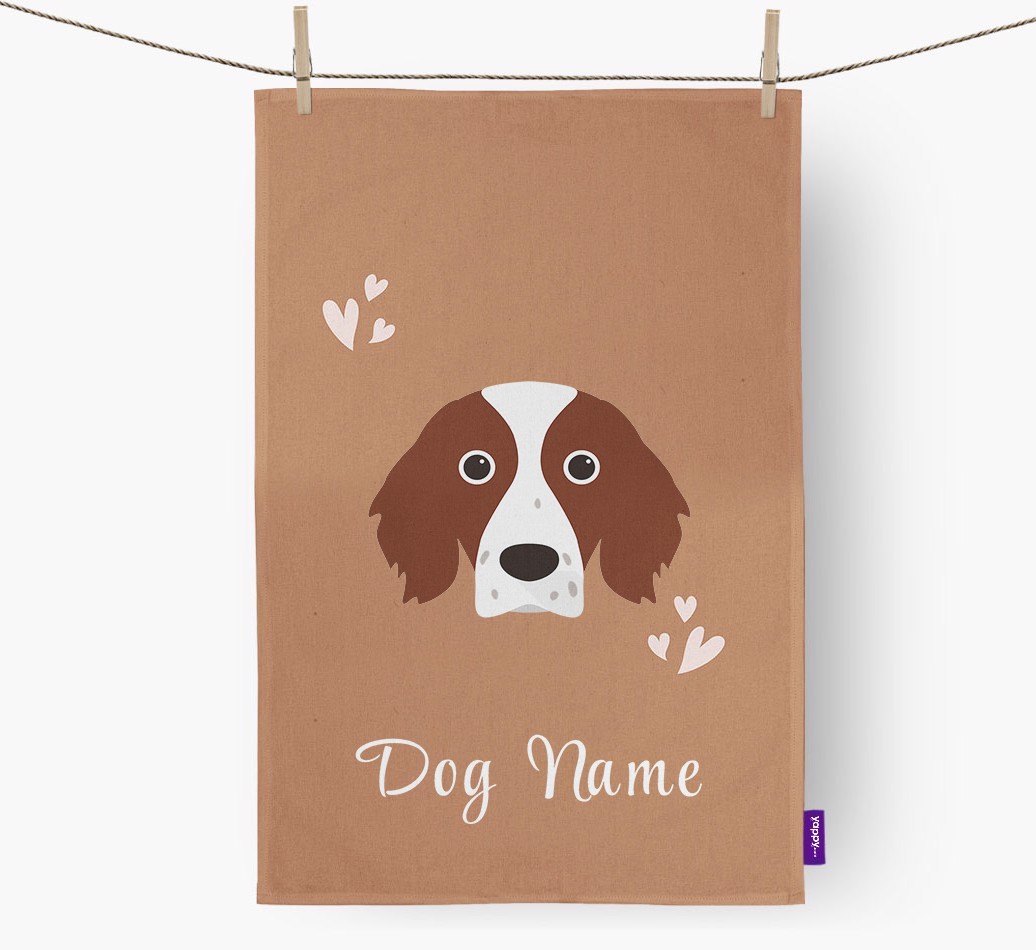 'Hearts' - Personalised {breedFullName} Tea Towel