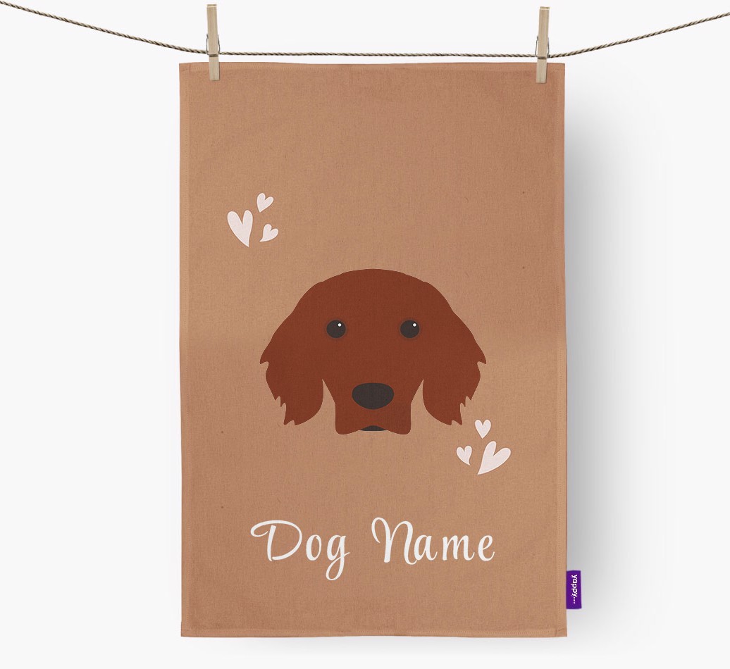 'Hearts' - Personalised {breedFullName} Tea Towel