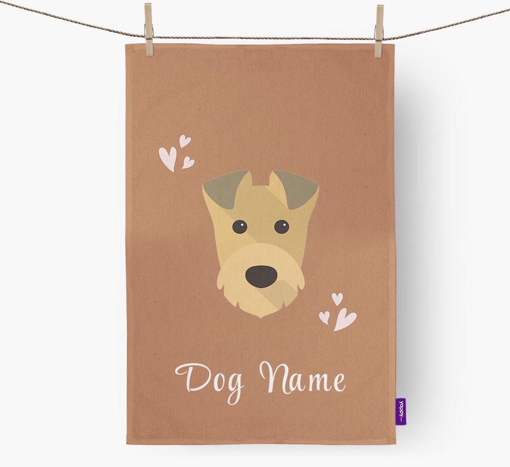 'Hearts' - Personalised {breedFullName} Tea Towel
