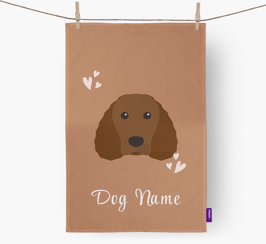 'Hearts' - Personalised {breedFullName} Tea Towel