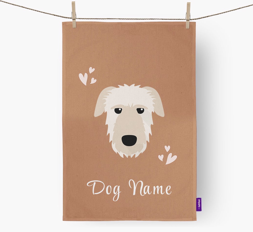 'Hearts' - Personalised {breedFullName} Tea Towel