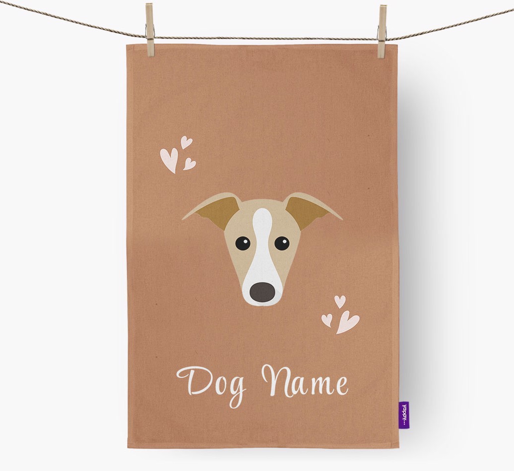 'Hearts' - Personalized {breedFullName} Dish Towel