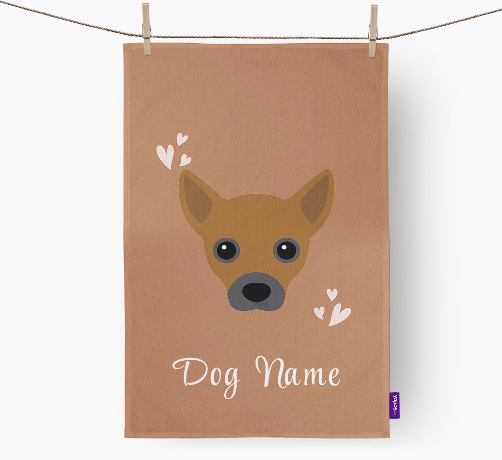 'Hearts' - Personalized {breedFullName} Dish Towel