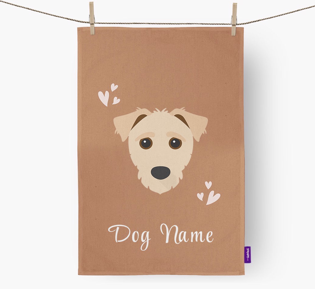 'Hearts' - Personalised {breedFullName} Tea Towel