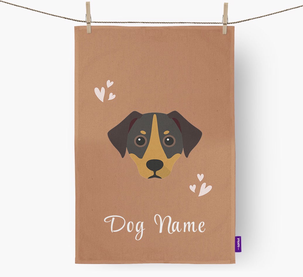 'Hearts' - Personalised {breedFullName} Tea Towel