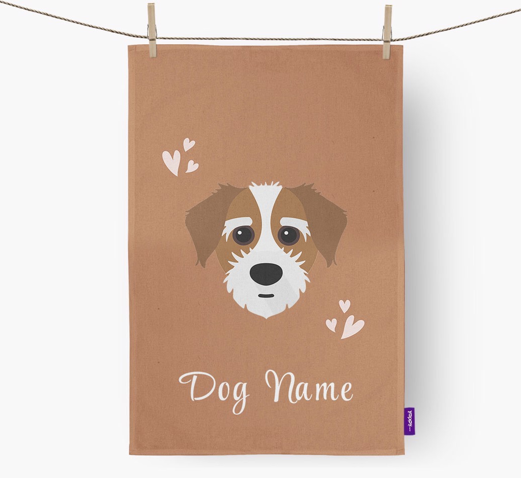 'Hearts' - Personalised {breedFullName} Tea Towel
