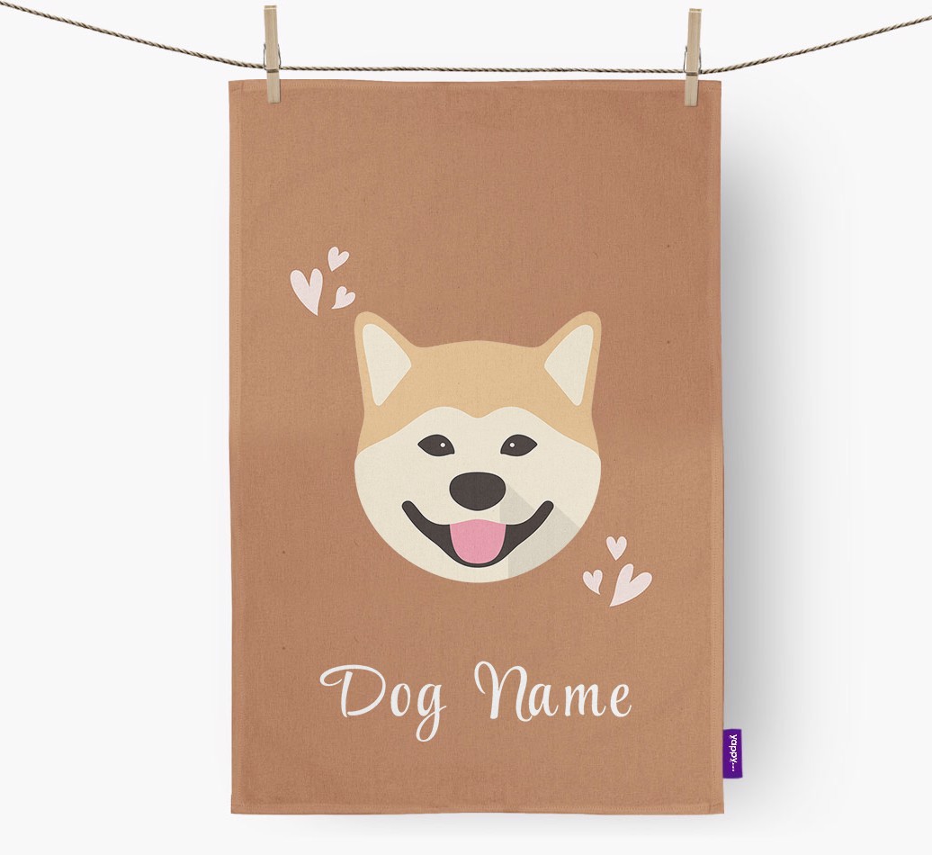 'Hearts' - Personalised {breedFullName} Tea Towel