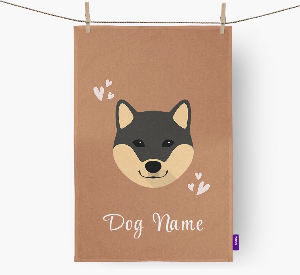 'Hearts' - Personalized {breedFullName} Dish Towel
