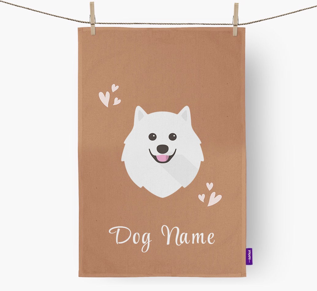 'Hearts' - Personalised {breedFullName} Tea Towel