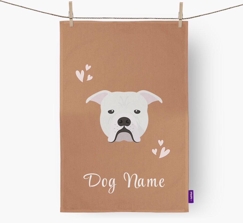 'Hearts' - Personalised {breedFullName} Tea Towel