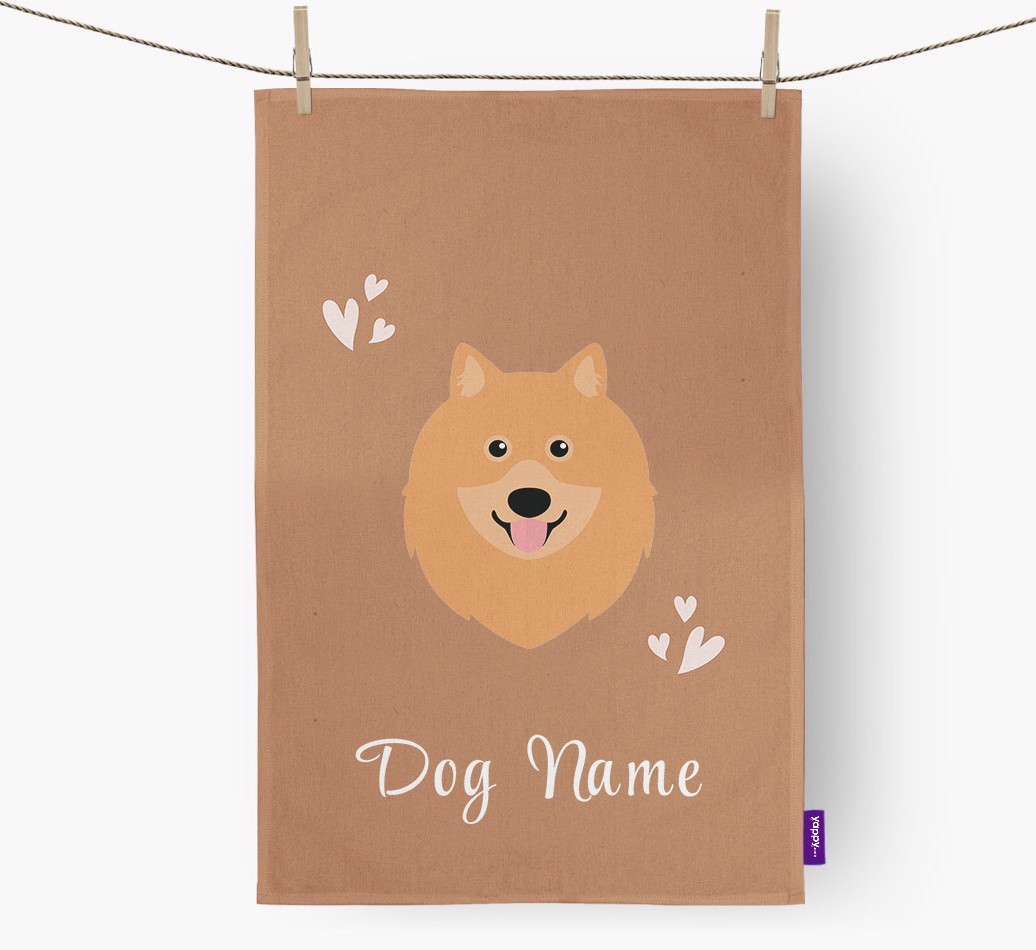 'Hearts' - Personalised {breedFullName} Tea Towel