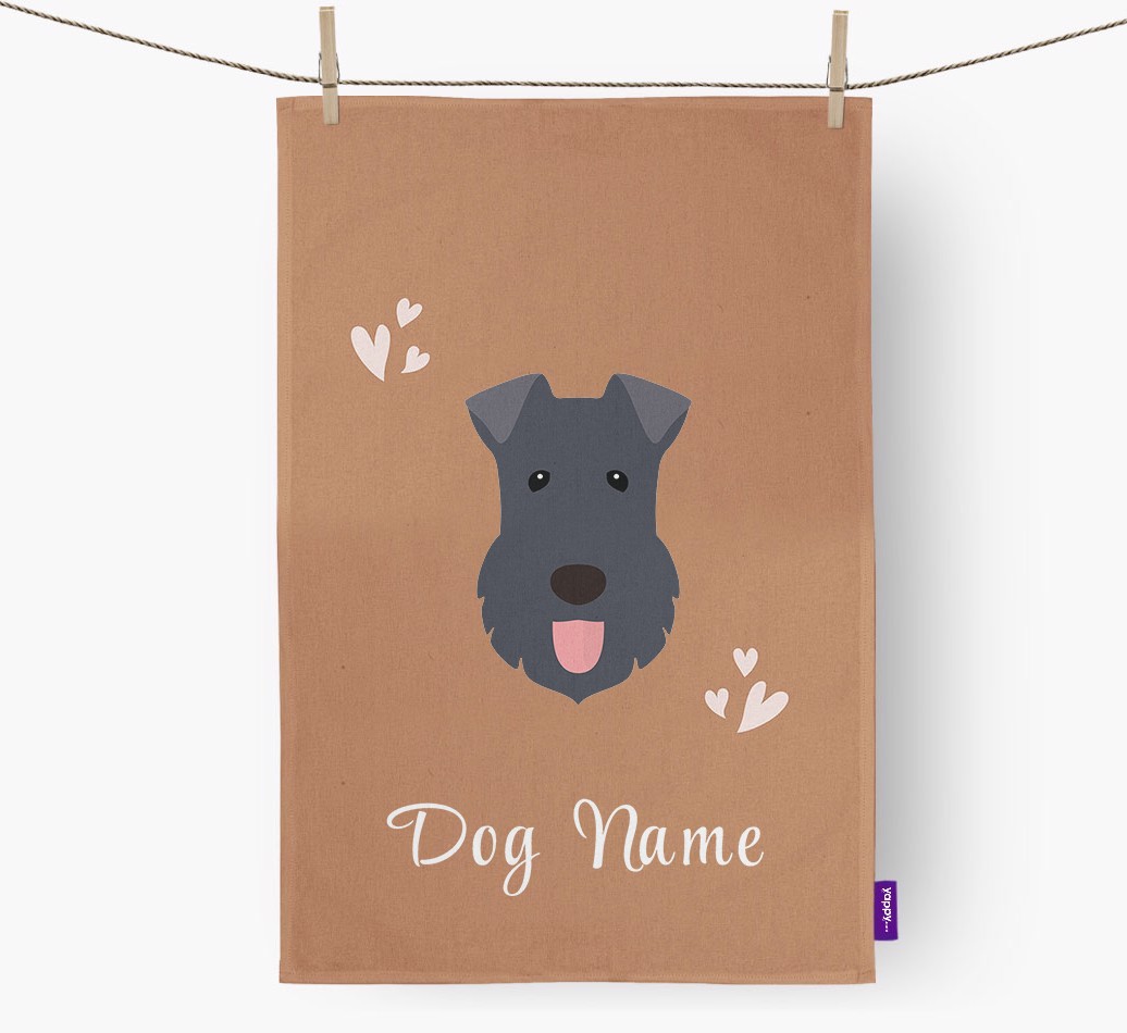 'Hearts' - Personalised {breedFullName} Tea Towel