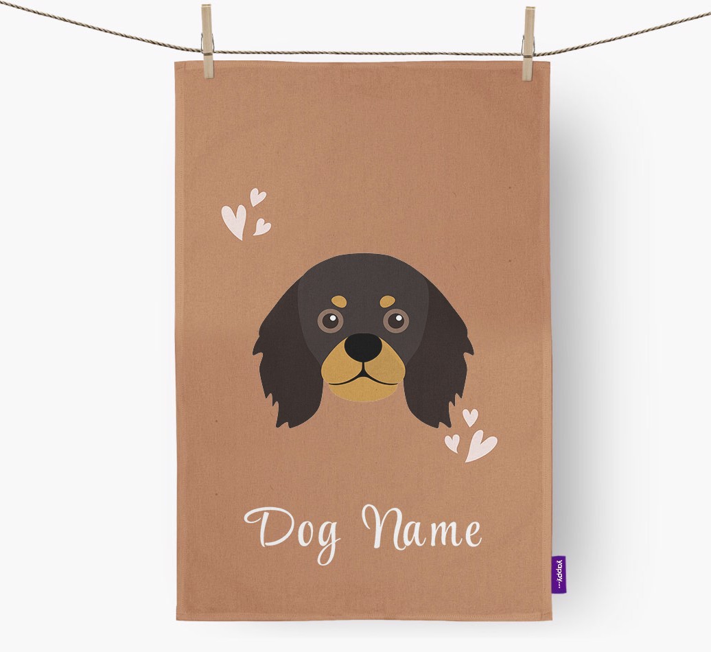 'Hearts' - Personalised {breedFullName} Tea Towel