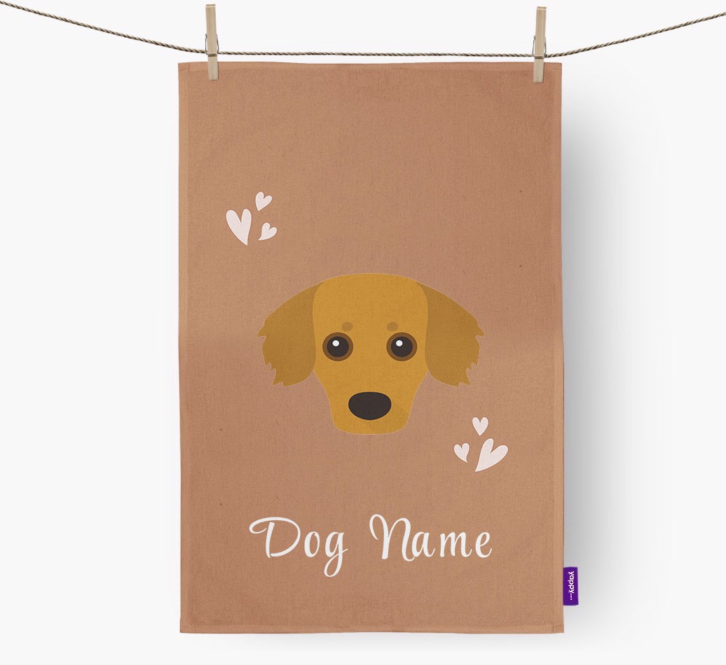 'Hearts' - Personalised {breedFullName} Tea Towel