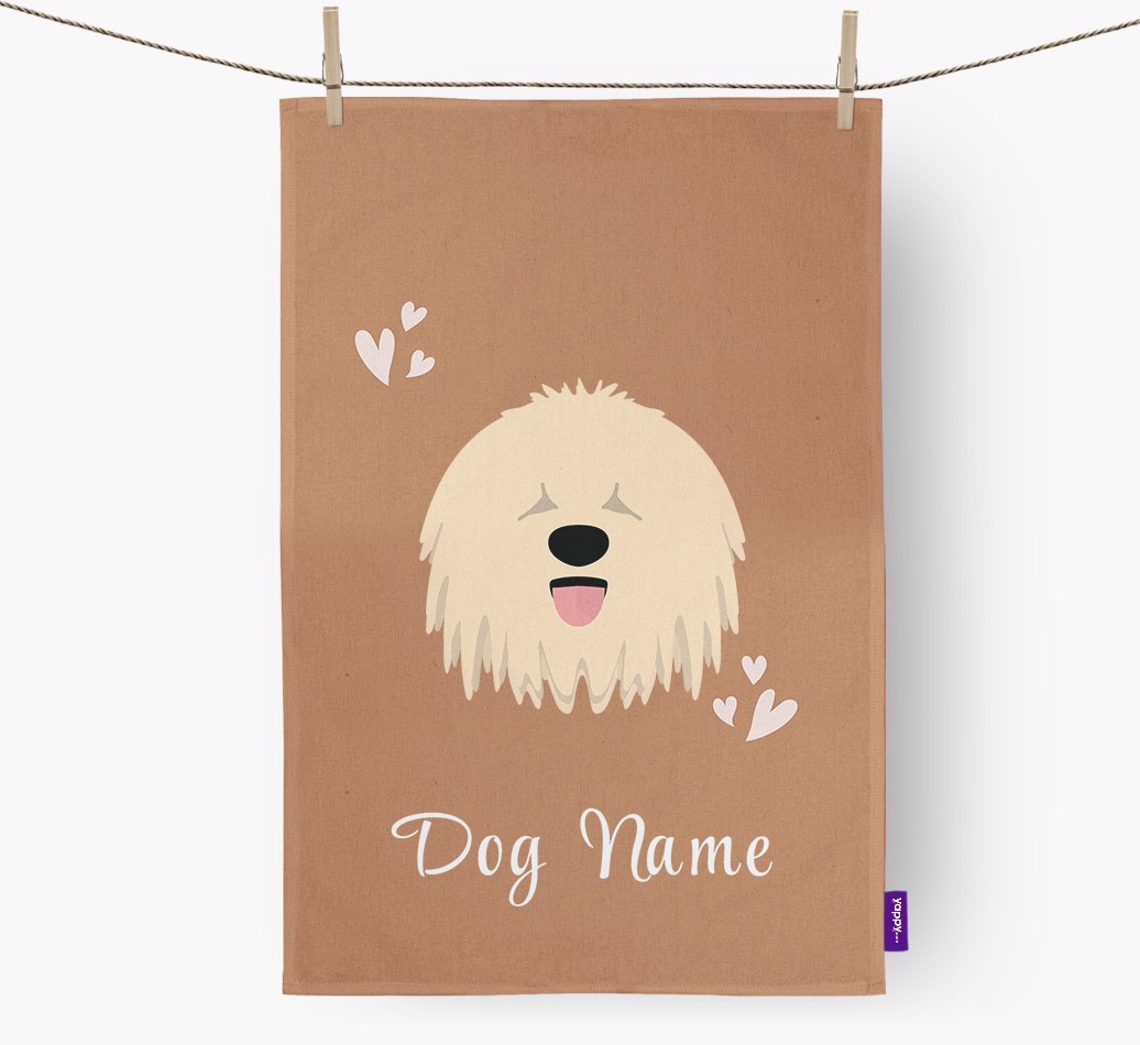 'Hearts' - Personalized {breedFullName} Dish Towel