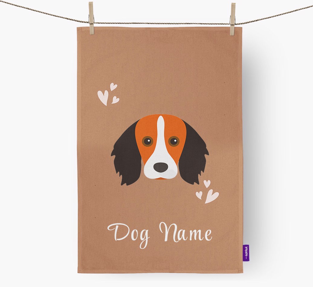 'Hearts' - Personalized {breedFullName} Dish Towel
