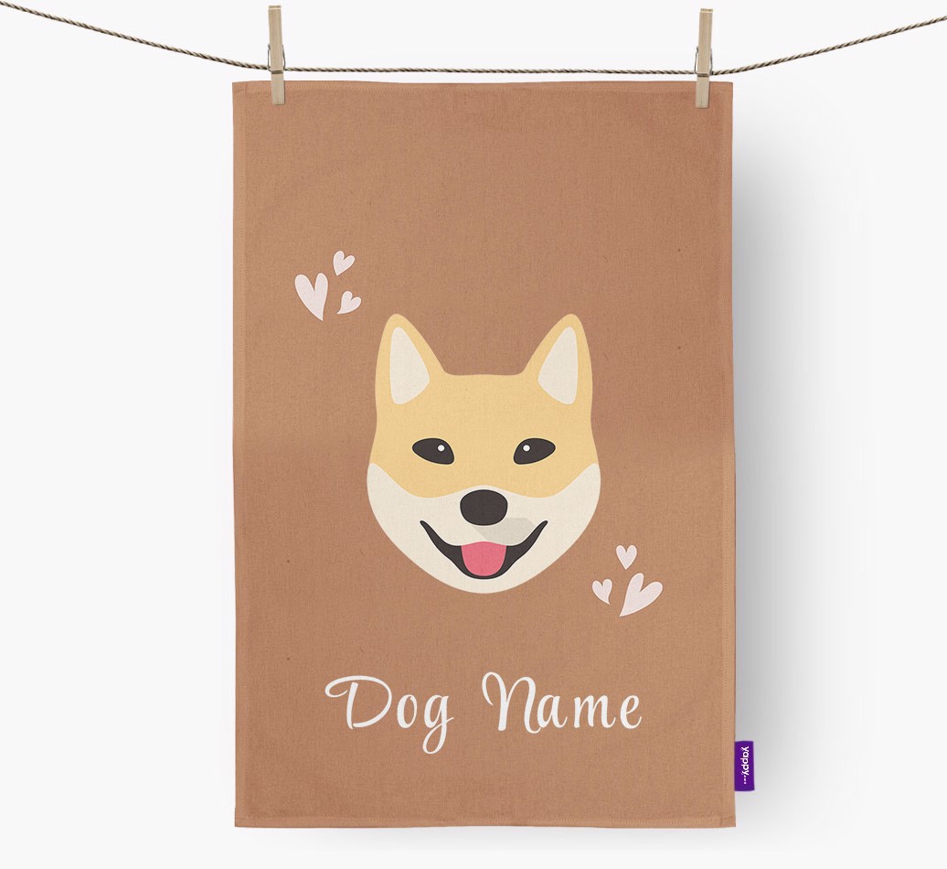'Hearts' - Personalised {breedFullName} Tea Towel