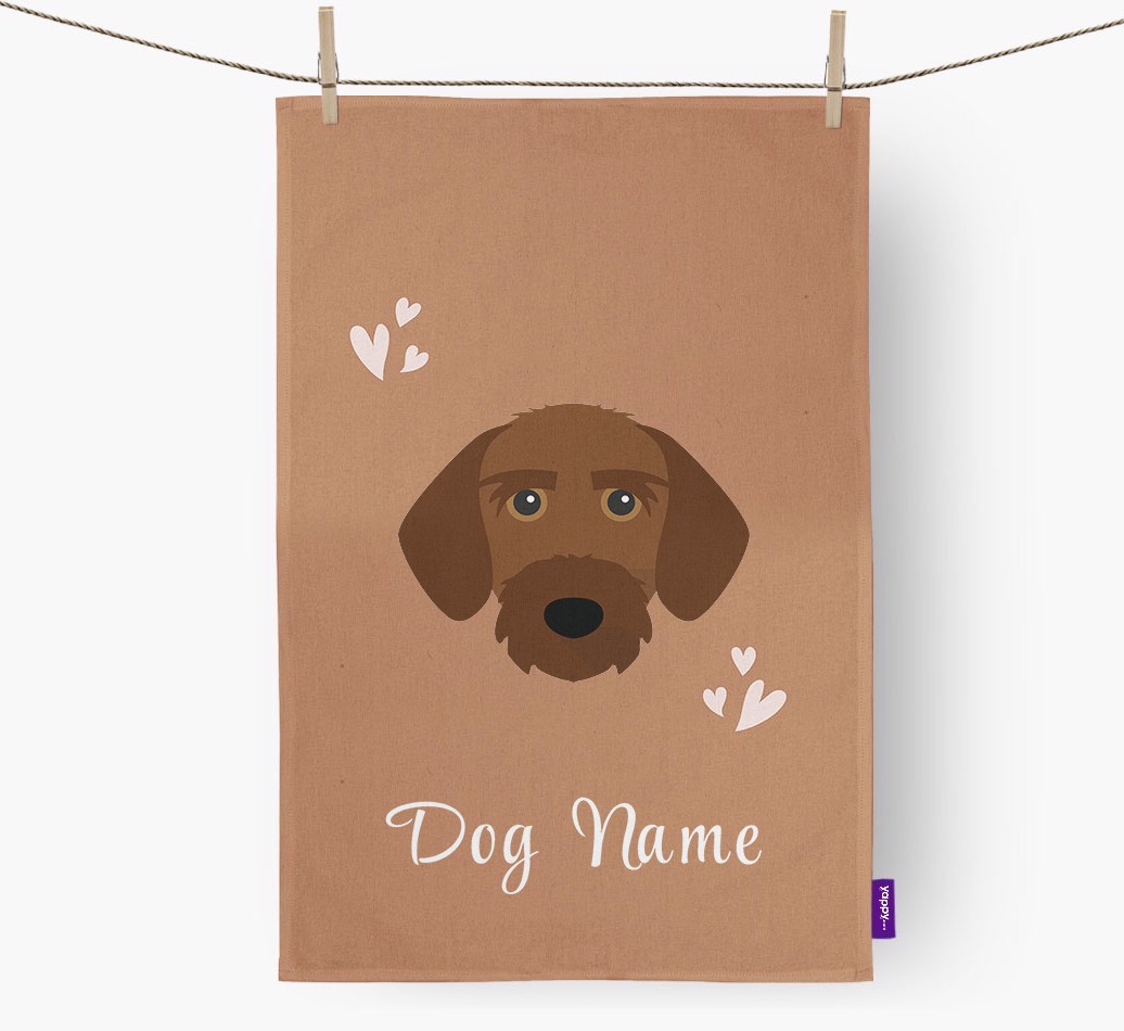 'Hearts' - Personalized {breedFullName} Dish Towel