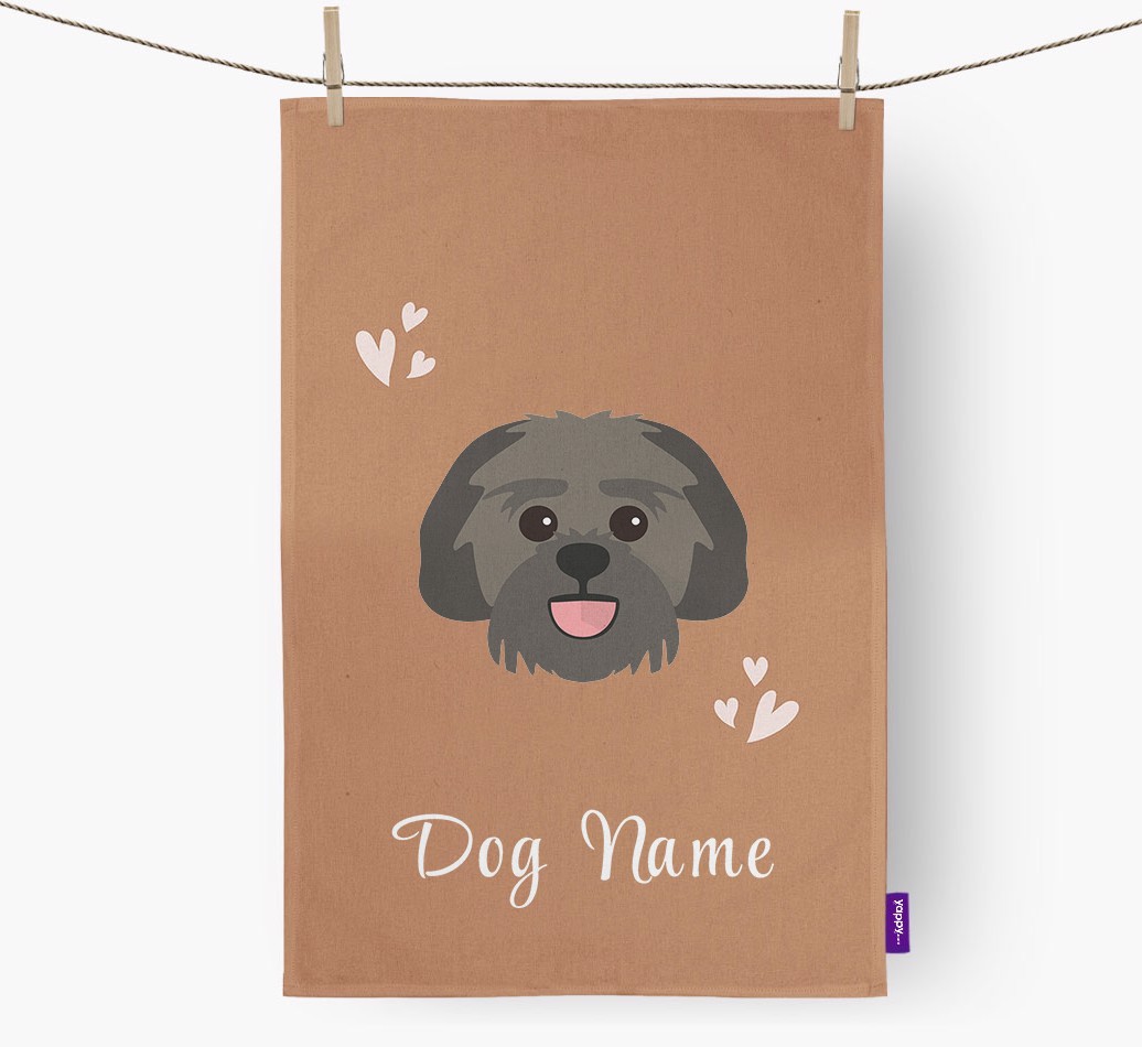 'Hearts' - Personalised {breedFullName} Tea Towel