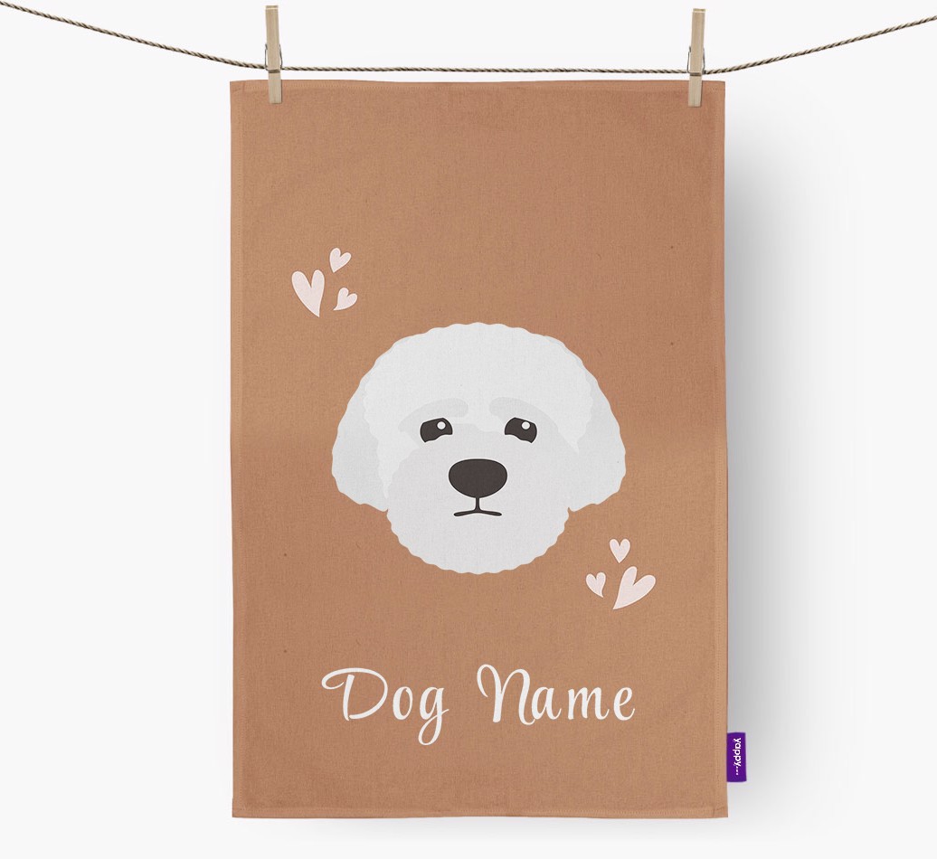 'Hearts' - Personalised {breedFullName} Tea Towel