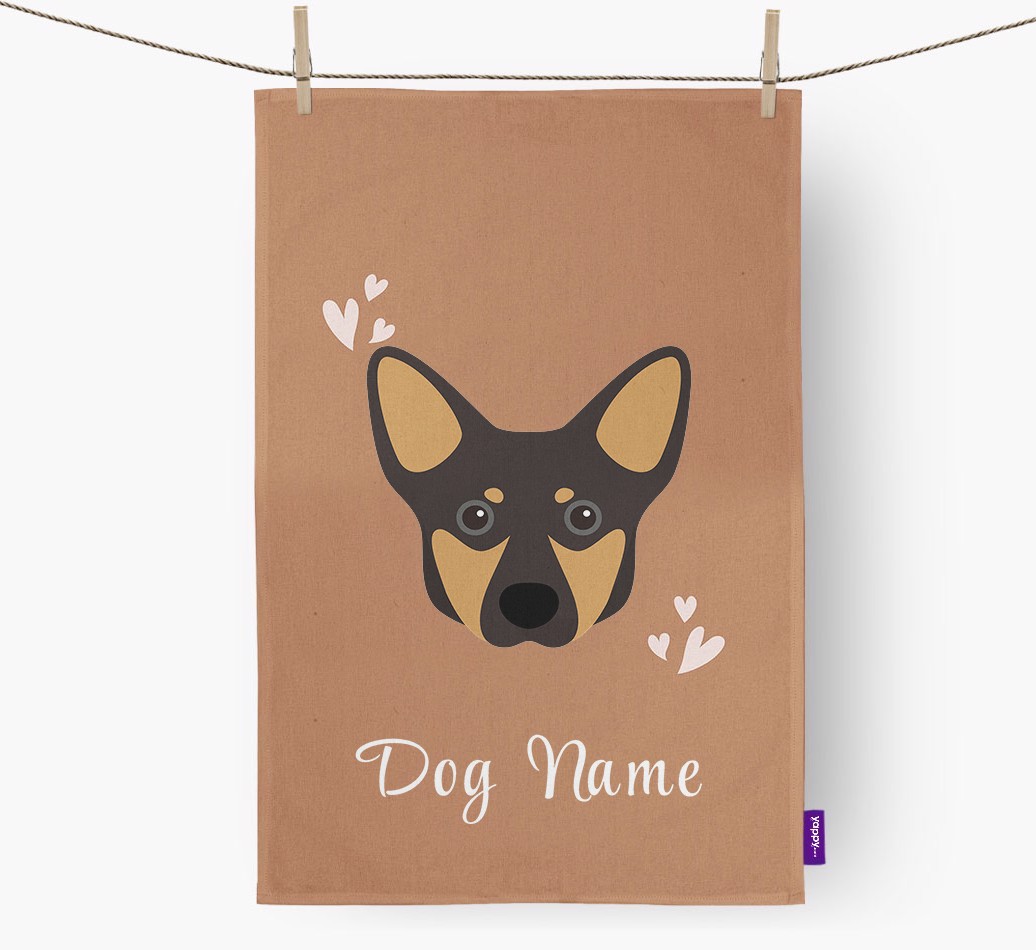 'Hearts' - Personalised {breedFullName} Tea Towel