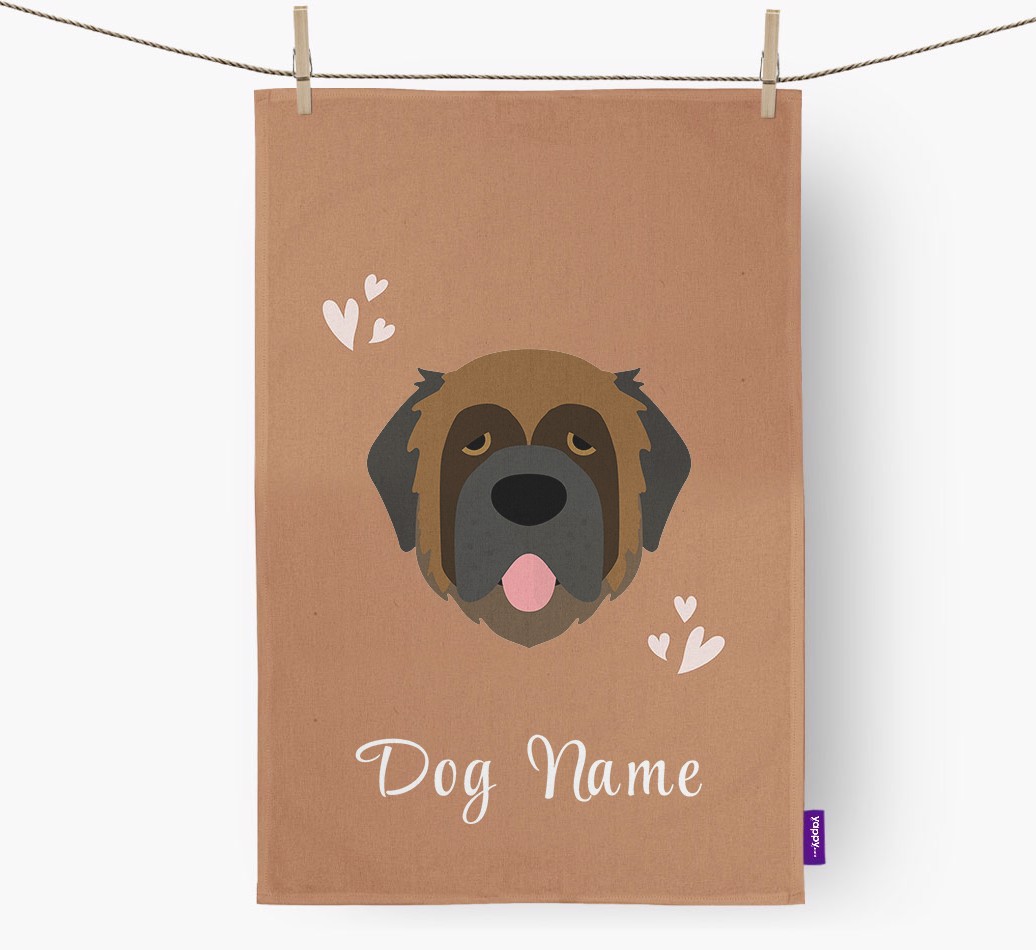 'Hearts' - Personalised {breedFullName} Tea Towel