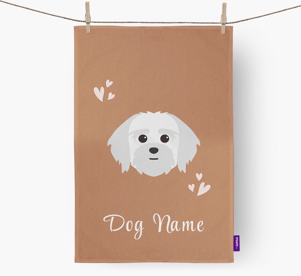 'Hearts' - Personalised {breedFullName} Tea Towel