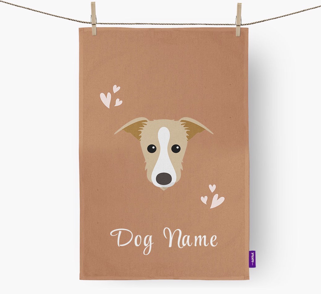 'Hearts' - Personalised {breedFullName} Tea Towel
