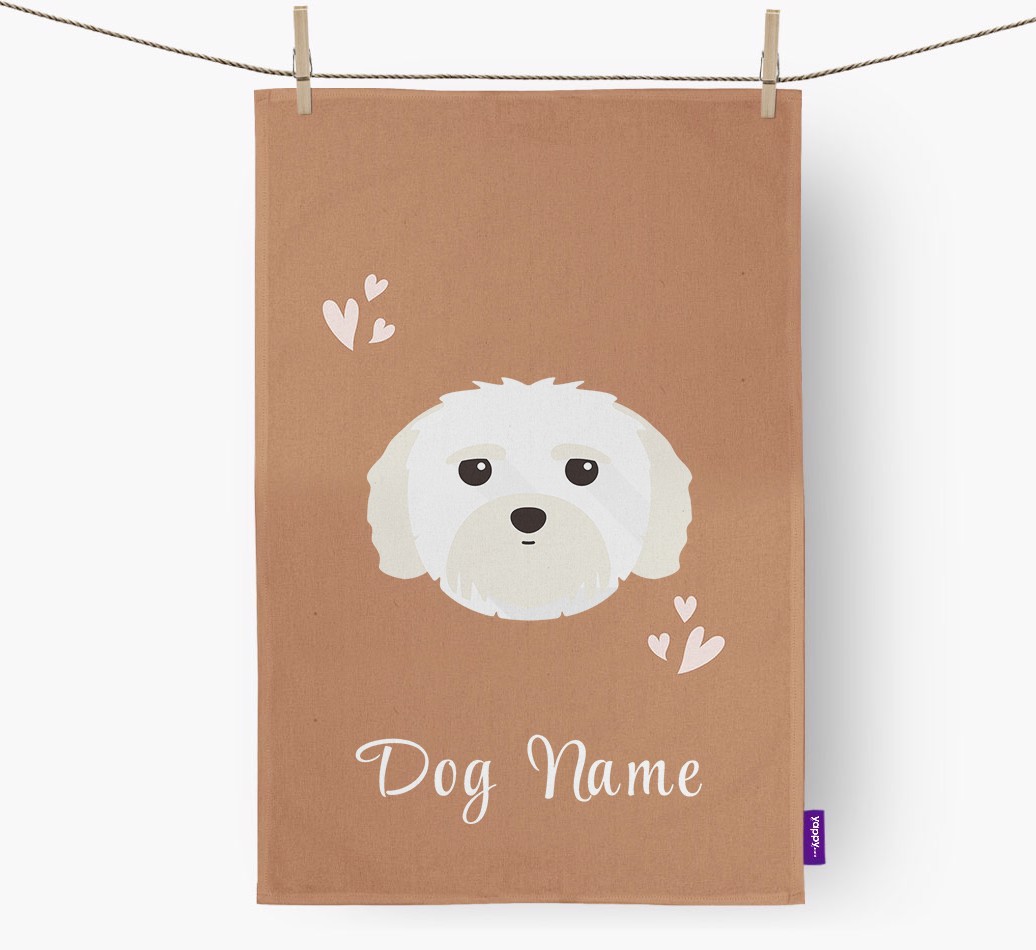 'Hearts' - Personalised {breedFullName} Tea Towel