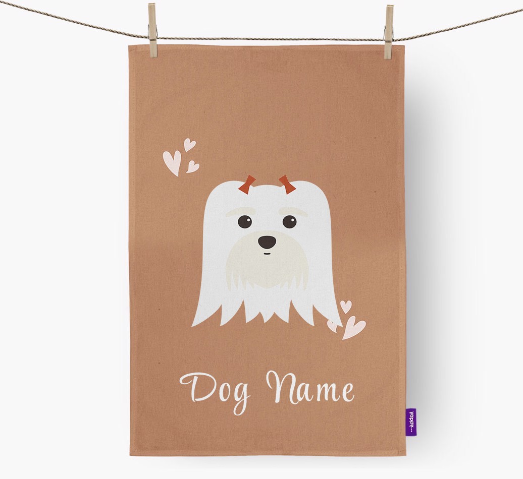 'Hearts' - Personalised {breedFullName} Tea Towel
