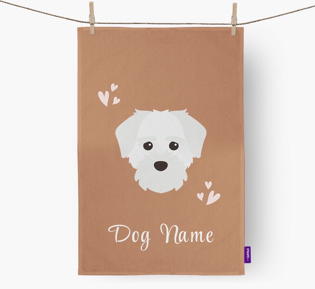 'Hearts' - Personalised {breedFullName} Tea Towel