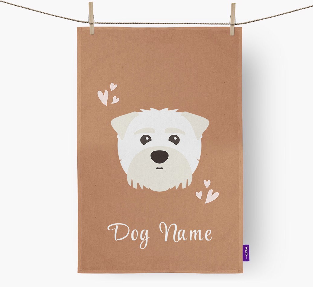 'Hearts' - Personalized {breedFullName} Dish Towel