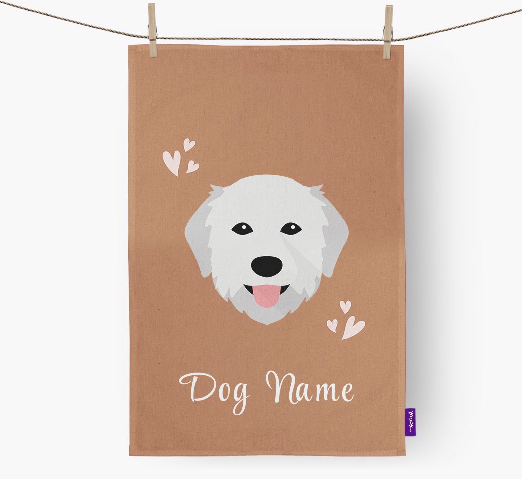 'Hearts' - Personalised {breedFullName} Tea Towel