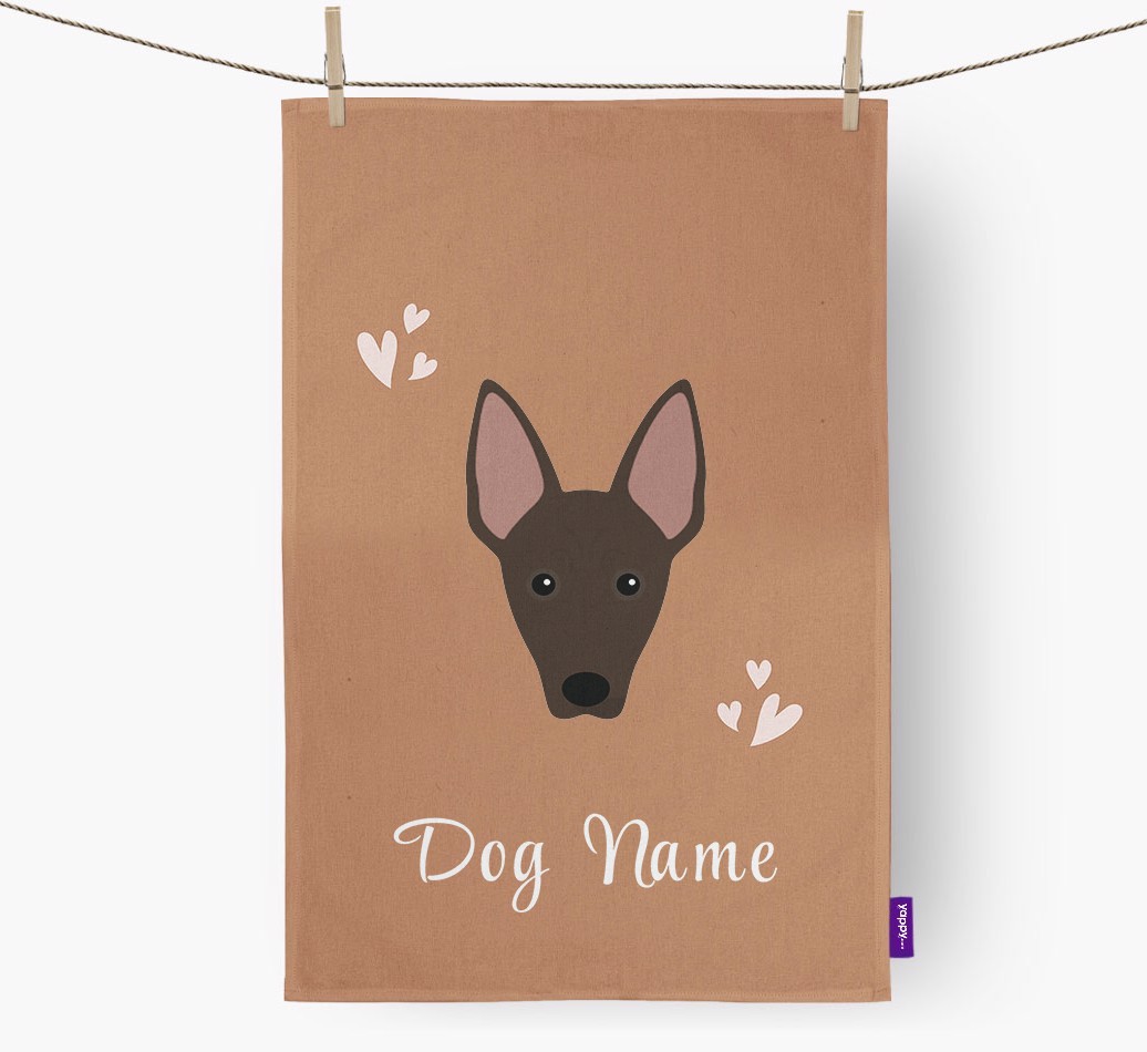 'Hearts' - Personalised {breedFullName} Tea Towel