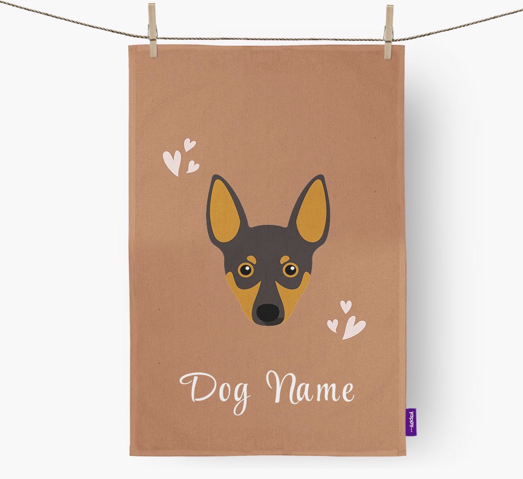 'Hearts' - Personalized {breedFullName} Dish Towel