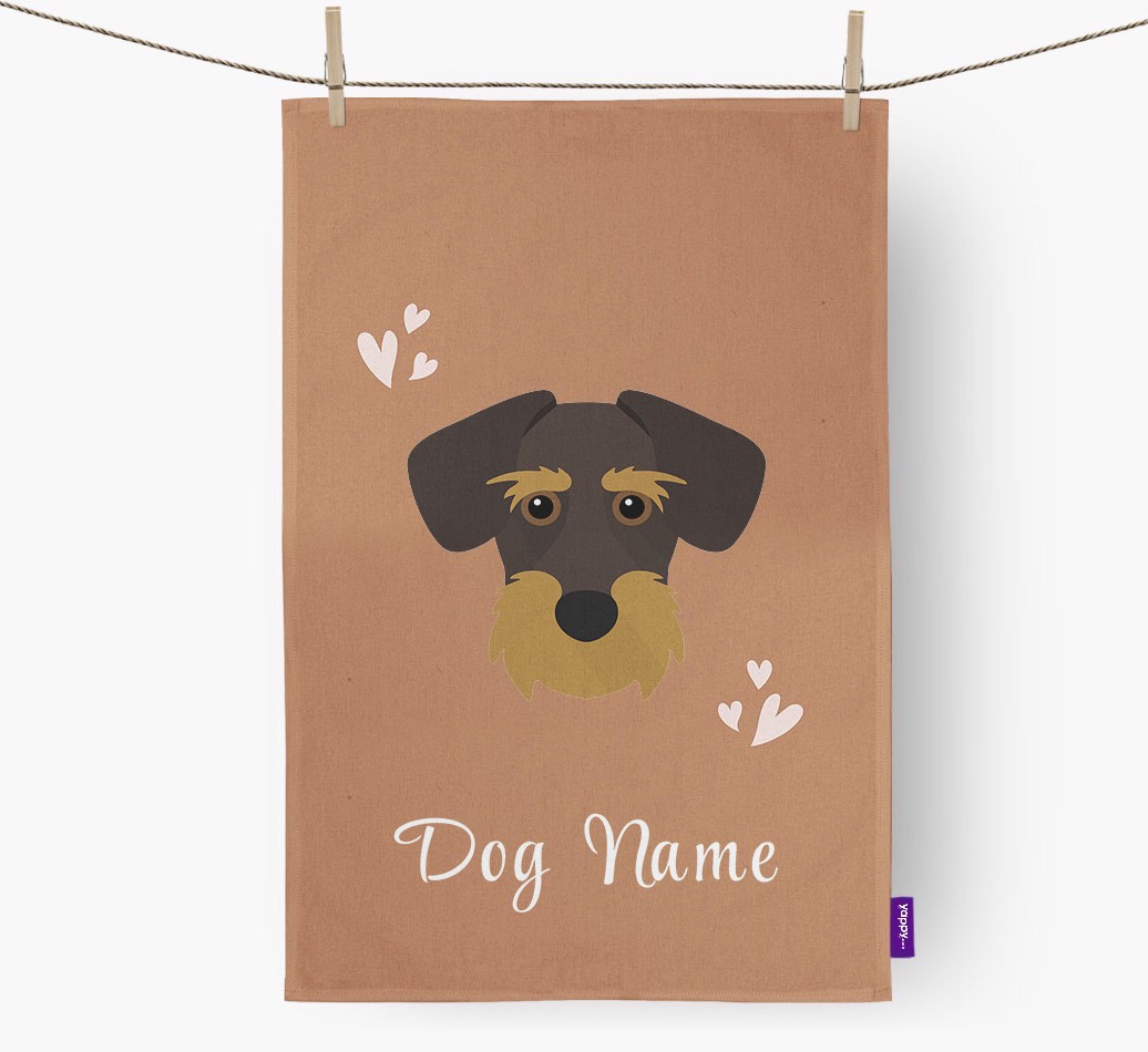 'Hearts' - Personalised {breedFullName} Tea Towel