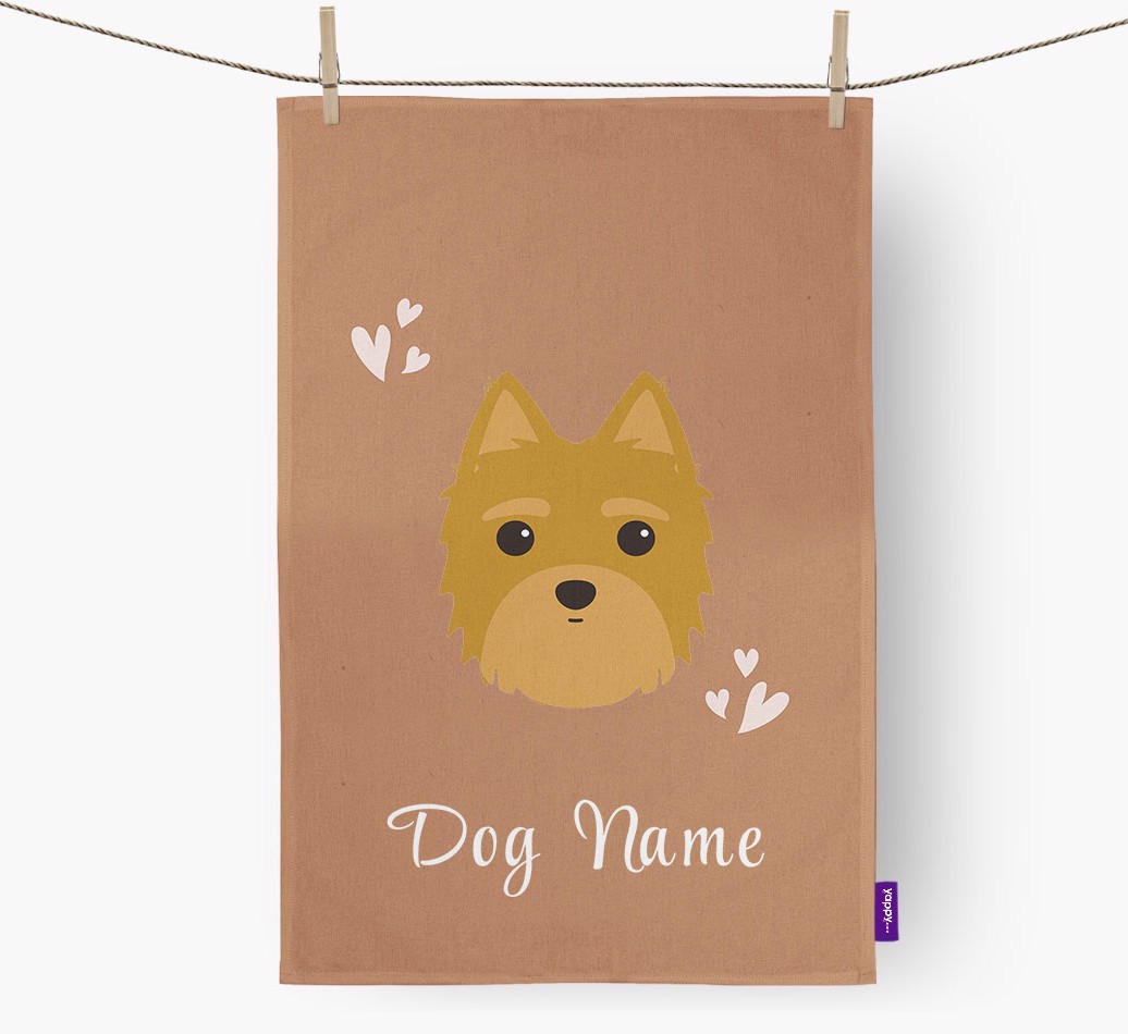 'Hearts' - Personalised {breedFullName} Tea Towel