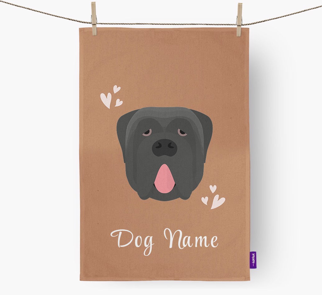 'Hearts' - Personalised {breedFullName} Tea Towel