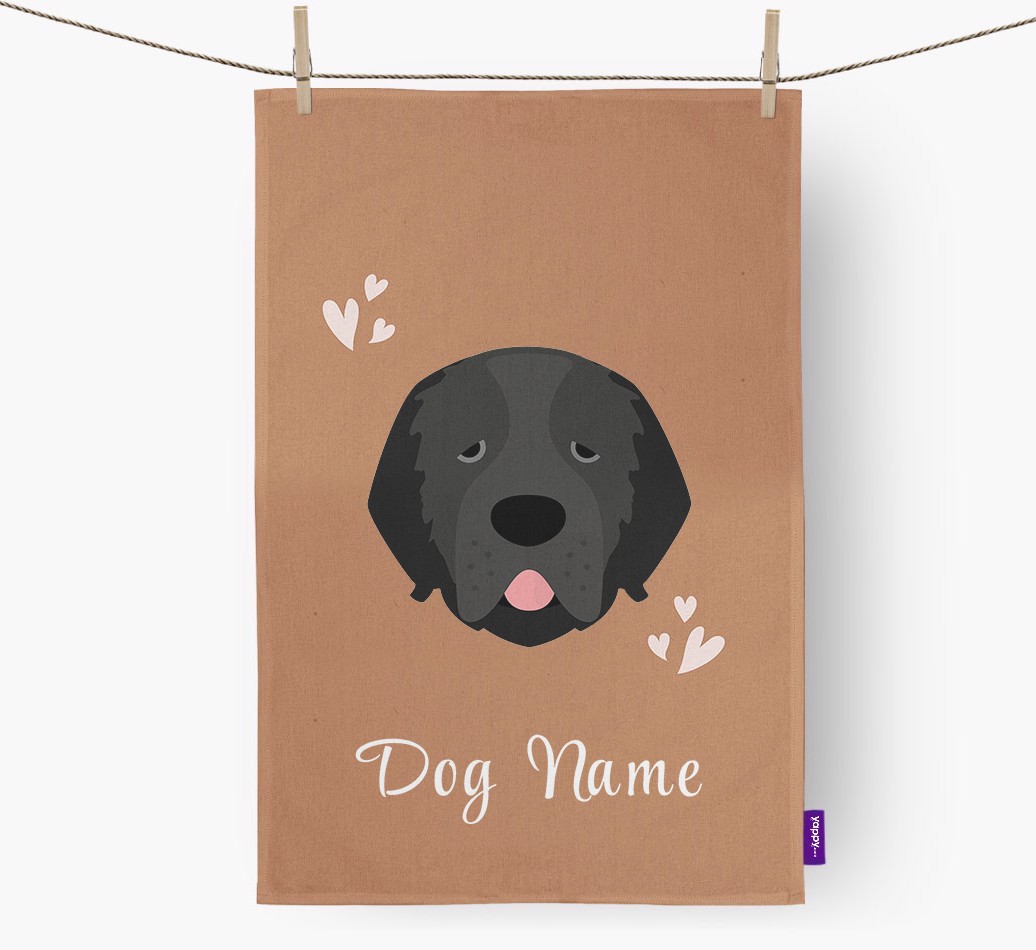 'Hearts' - Personalised {breedFullName} Tea Towel