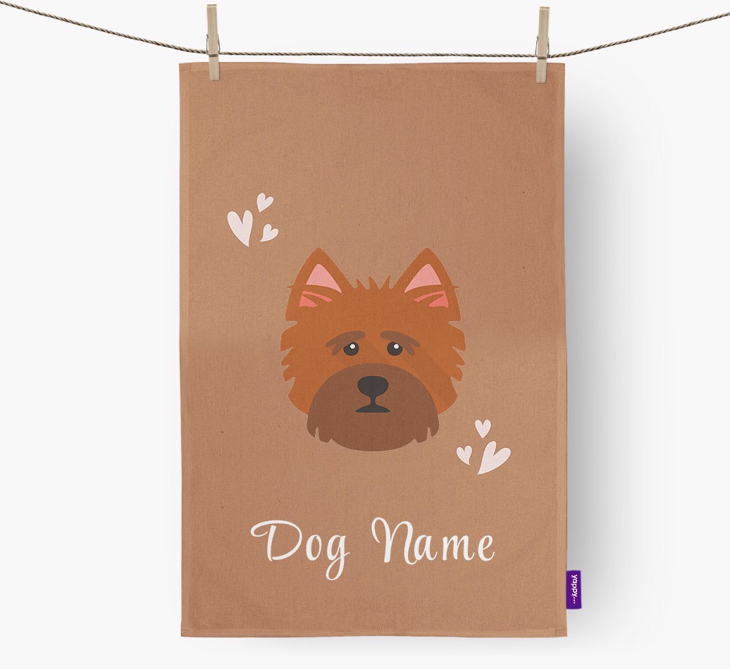 'Hearts' - Personalised {breedFullName} Tea Towel