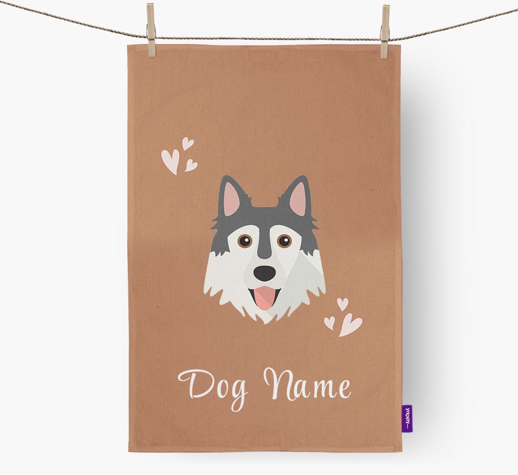 'Hearts' - Personalized {breedFullName} Dish Towel