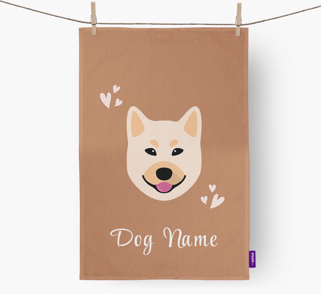 'Hearts' - Personalized {breedFullName} Dish Towel