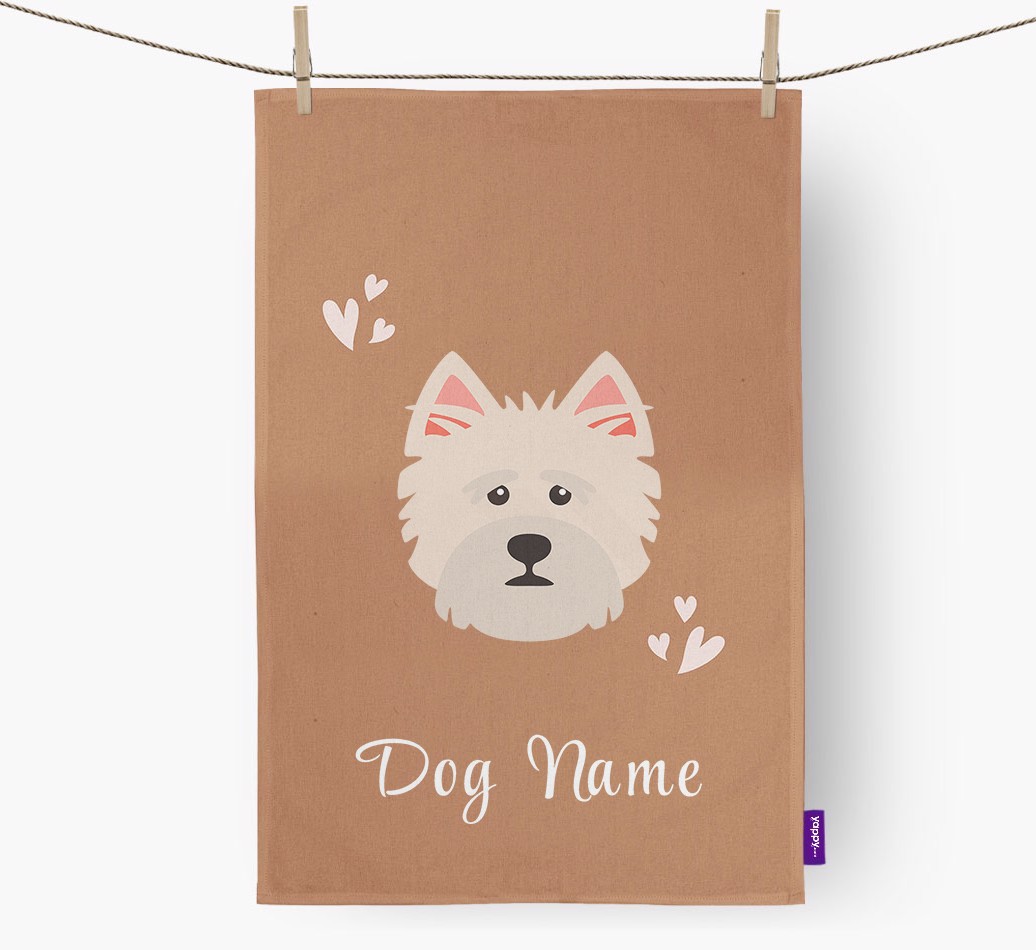 'Hearts' - Personalized {breedFullName} Dish Towel