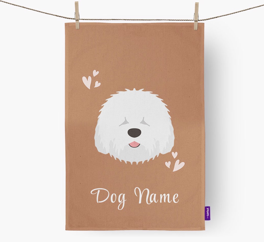 'Hearts' - Personalized {breedFullName} Dish Towel