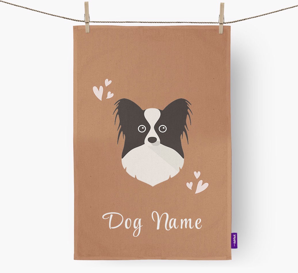 'Hearts' - Personalised {breedFullName} Tea Towel