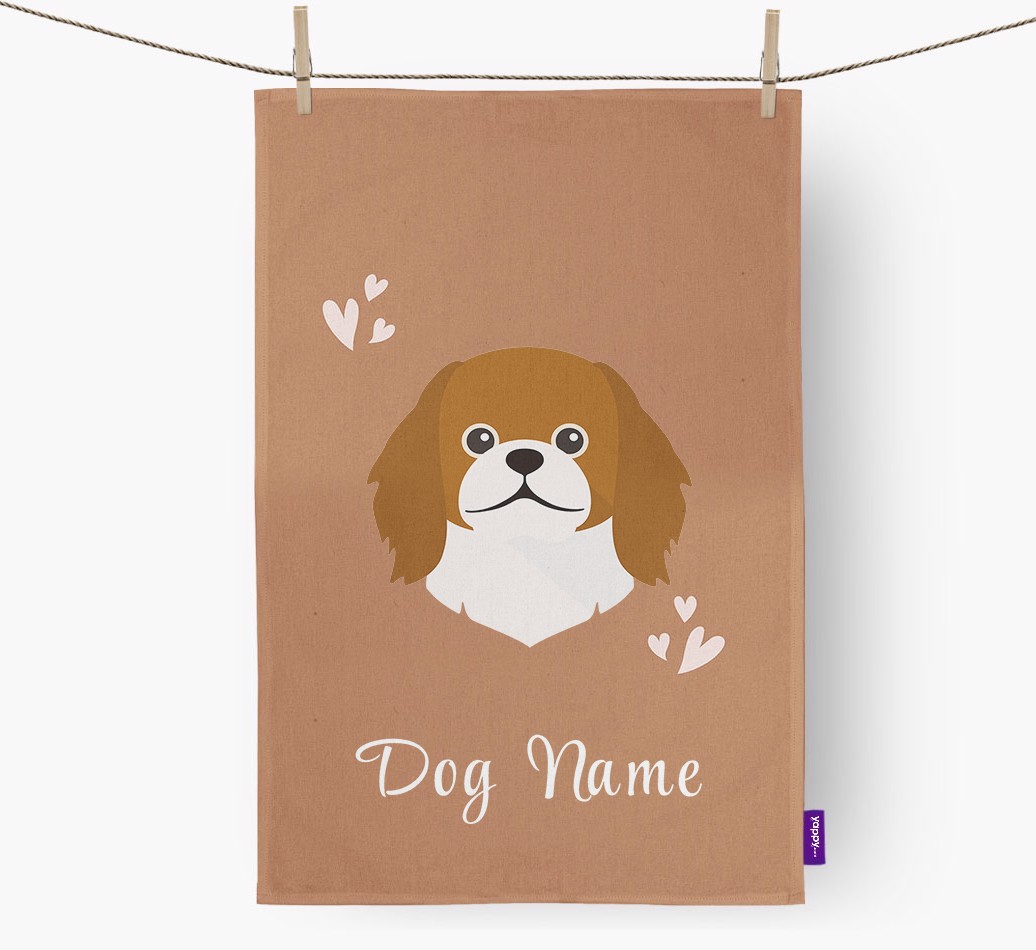 'Hearts' - Personalized {breedFullName} Dish Towel