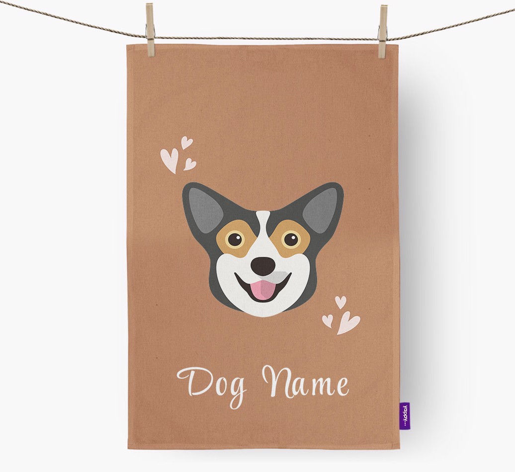 'Hearts' - Personalized {breedFullName} Dish Towel